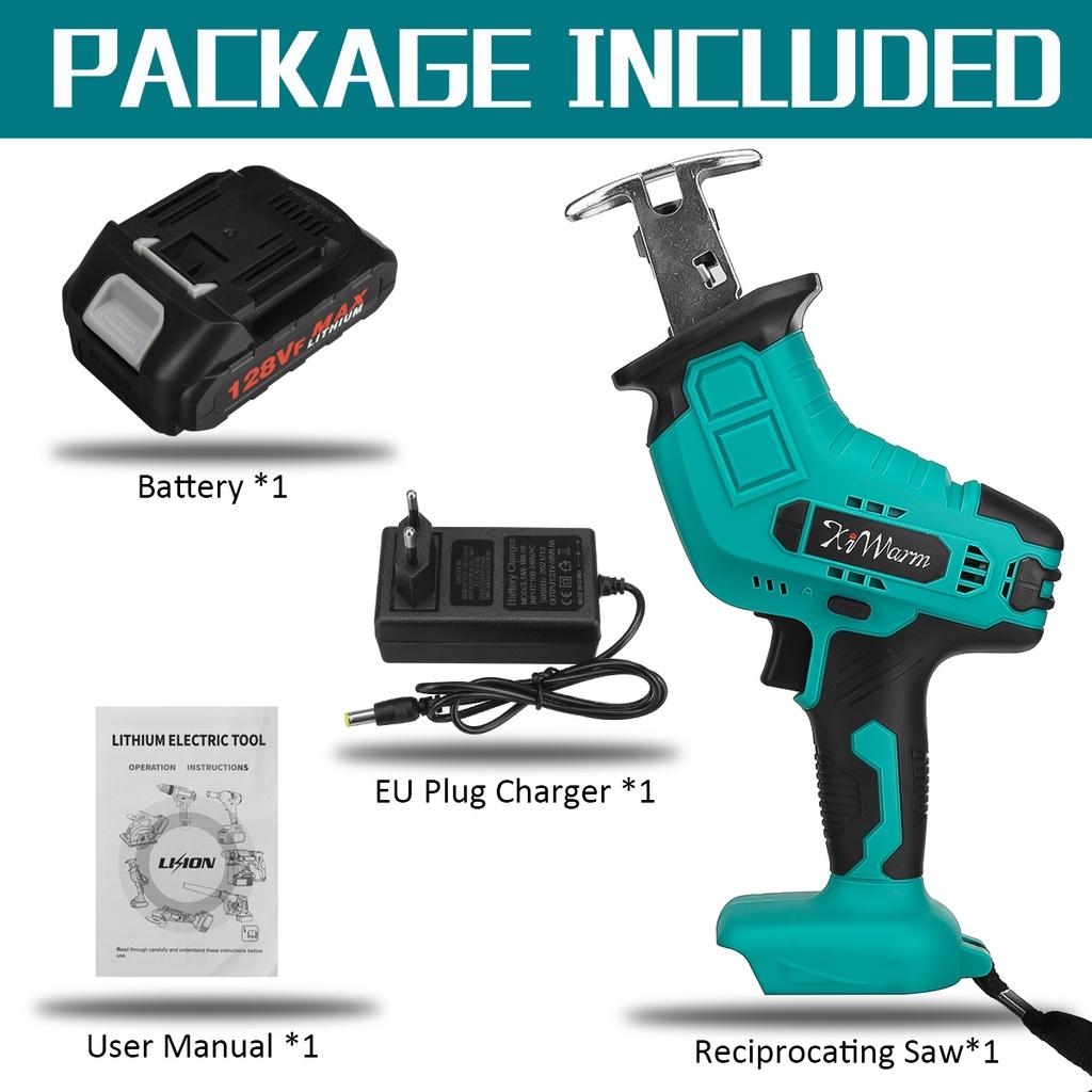 128VF 3000 RPM Cordless Electric Reciprocating Saw Li-ion Battery Saber Saw Variable Speed Metal Wood Cutter Power Tool