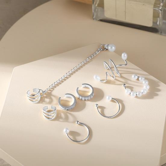 1 комплект зажимов для ушей с жемчугом и стразами, разные формы, искусственные C-образные украшения для ушей, ювелирные изделия