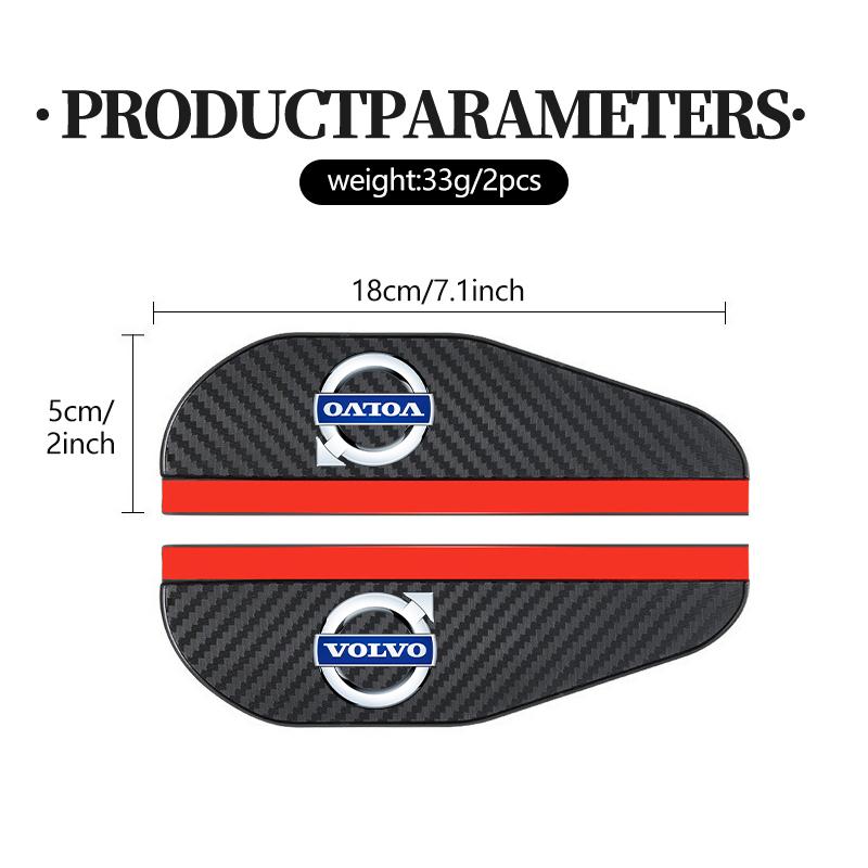 2PCS Car Logo Rearview Mirror Rain Brow Carbon Fiber Eyebrow Rain Cover For Volvo V40 V60 C30 C70 S60 S80 S90 XC40 XC60 XC70 JL0