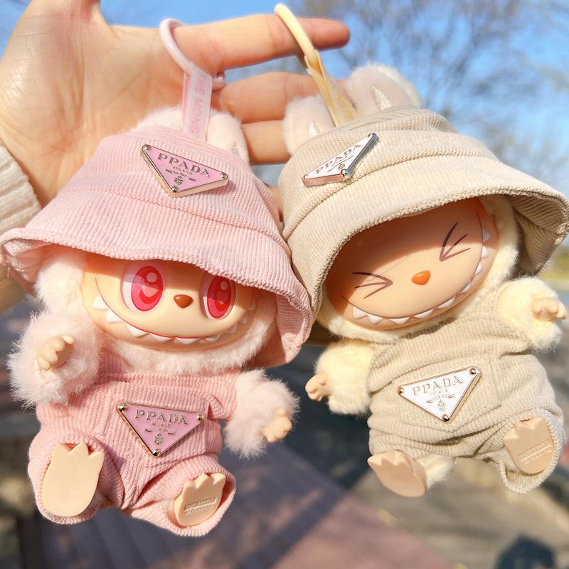New Corduroy For Labubu Doll Clothing Set Hat 17cm Clothes Shoes Doll DIY Accessories Training Sitting Party Games Toys Gifts