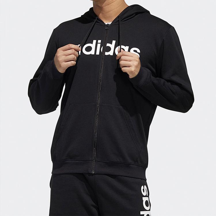 Adidas Neo Sweatshirts Men's Black Hooded Moderate Cardigan FP7434