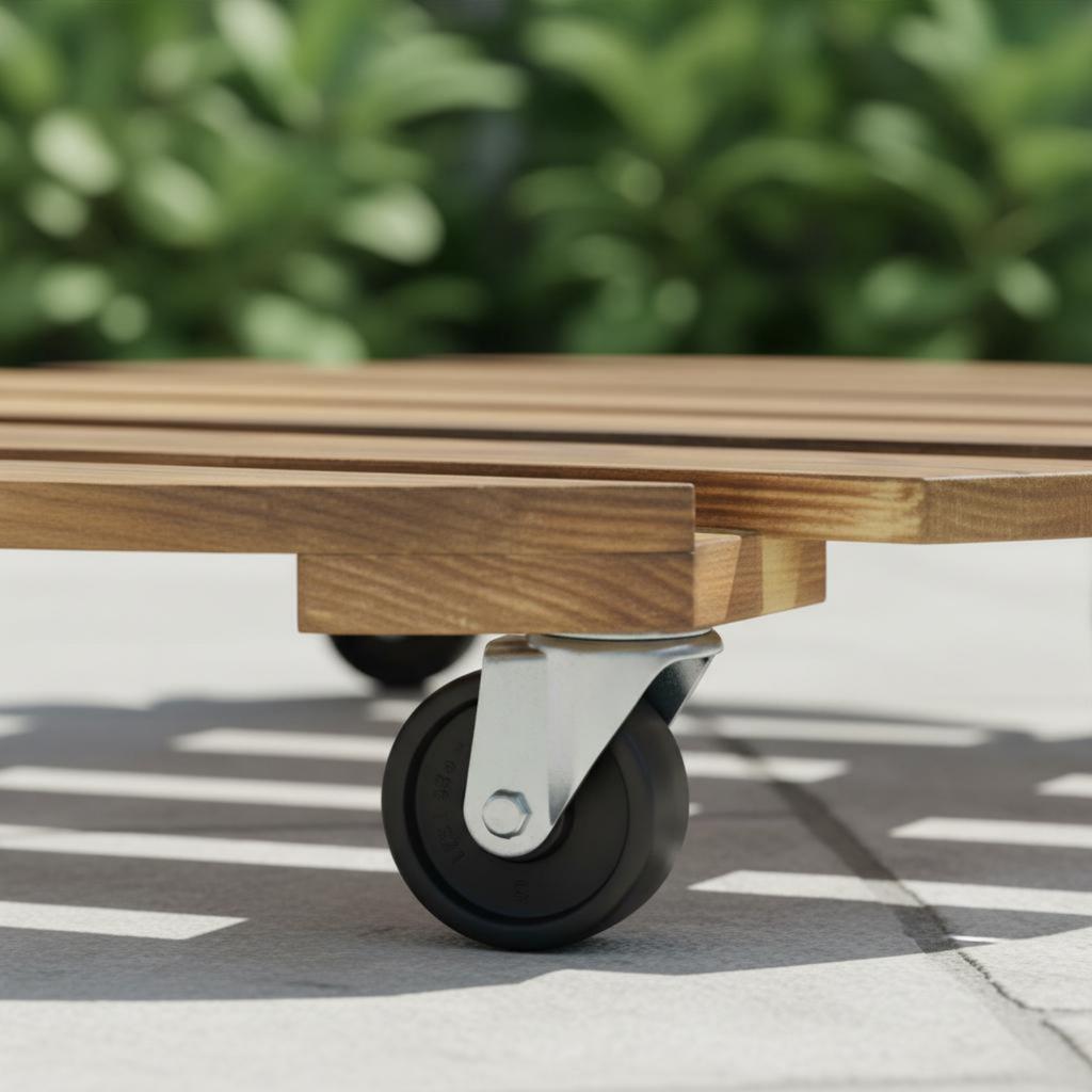 Round Planter Stand with Wheels Sturdy Construction Flower Pot Stand with Wheels Round Plant Rolling Stand Sleek Finish