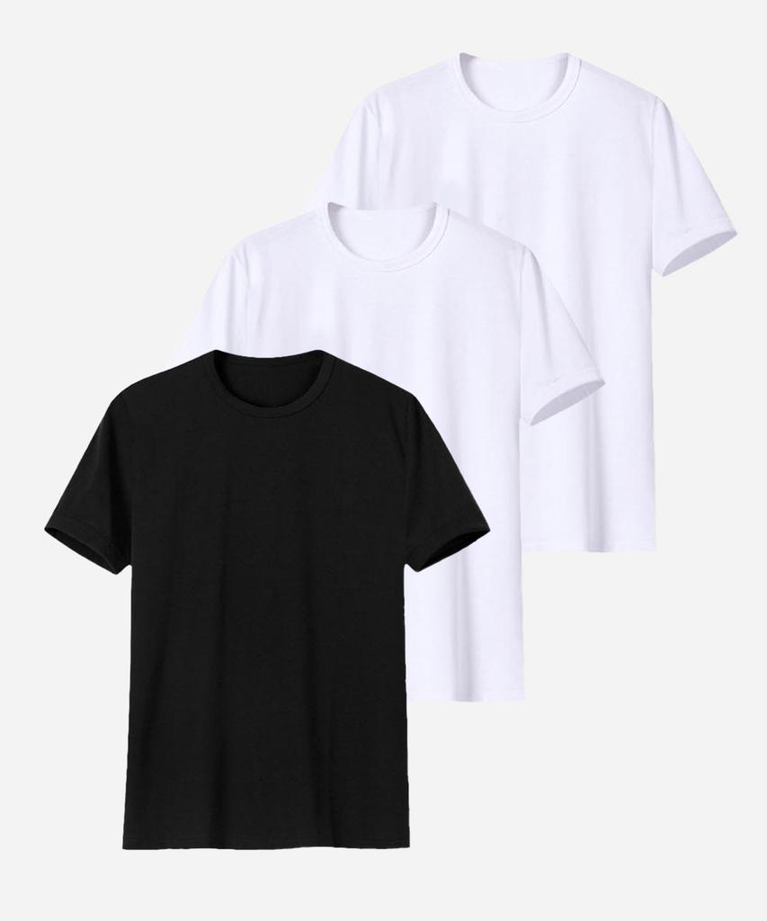 Muji [3 шт.] Домашняя базовая однотонная футболка унисекс с коротким рукавом, плотный хлопок, 20 нитей (Тип А)