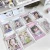 1Pc Kawaii INS Candy Bunny Dog Transparent Zipper Bag Girl Backpack Keychain Kpop 3 Inch Photo Card Display Storage Cute Pendant