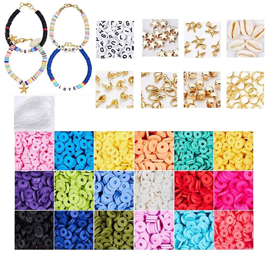 3800 шт. Мягкие керамические бусины Мягкая керамика Плоские круглые полимерные бусины Комбинированный набор ювелирных изделий своими руками