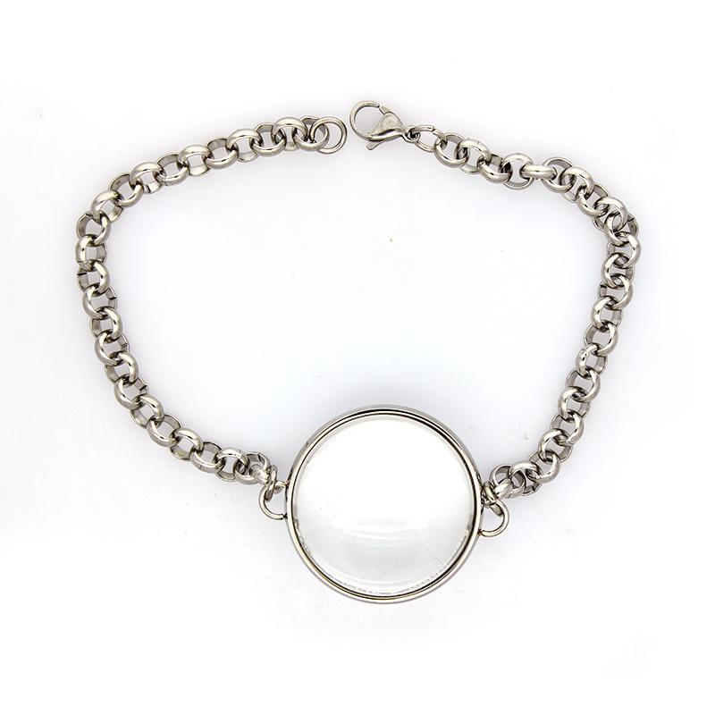 Stainless Steel Double Curved Locket Bracelet Chain Glass Memory Charms Floating Locket Bangle Fillable DIY Jewelry Making