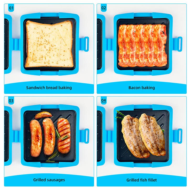 Multifunctional Silicone Baking Pan With Butter Knife Quick Heating Microwave Oven Toaster Sandwich Plate For Kitchen 1Pc