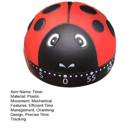 Божья коровка Механический таймер Вращающийся на 360 градусов Кухонный таймер обратного отсчета Таймер продуктивности Милый декор для стола для готовки учебы