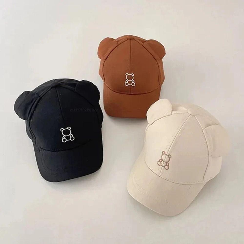 Cute Toddler Peaked Cap Cartoon Bear Baby Sun Visor Hat Lightweight Baby Baseball Hat  Travel