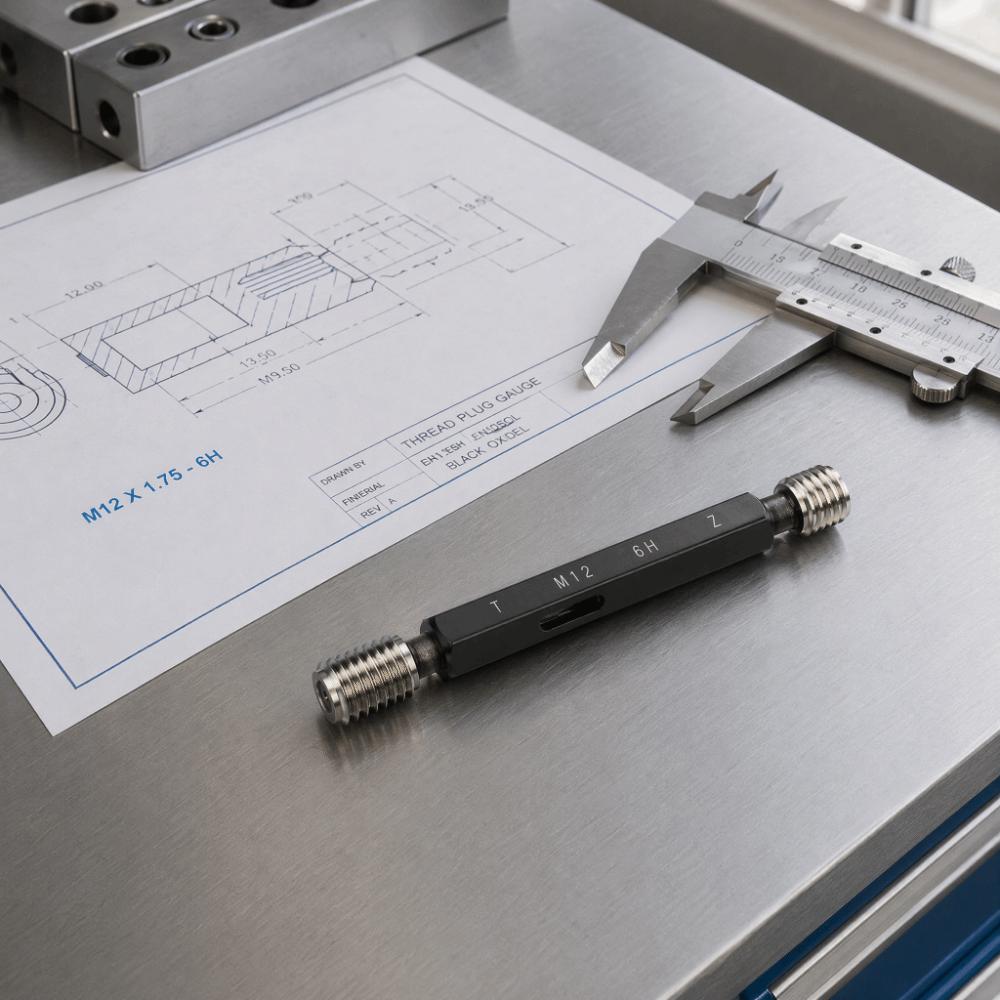 Double Ends Thread Plug Gage M12*1.75 Steel Gage Thread Plug For Thread Measurement