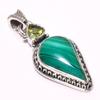 Натуральный малахит, драгоценный камень перидот, подвеска из стерлингового серебра 925 пробы, 1,42" C3N10