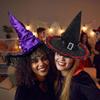 with Bat Spider Web Twisted Wizard Cap Lace Trim Glitter Pleated Wizard Hat  Halloween Party