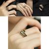 Elegant Geometric Design Ancient Gold Flower Ring For Women Adjustable Size
