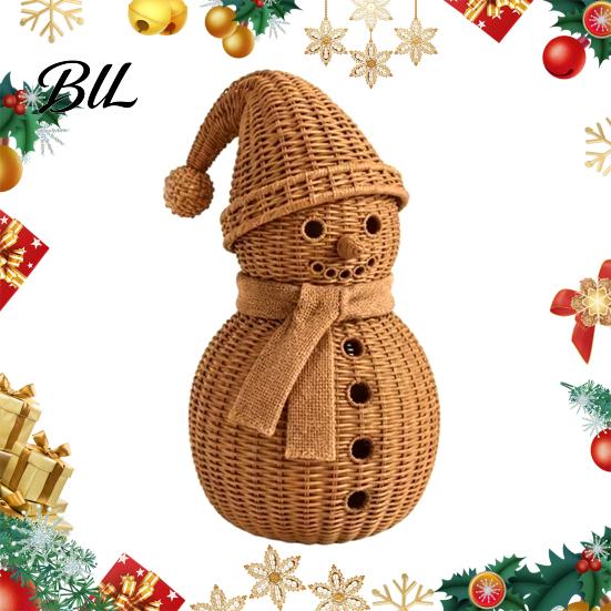 Creative Winter Presents Christmas Snowman Ornament for Tabletop Decor, Retro Resin Figurine Cute Shelf Decor with Knitted Texture Fireplace And Home