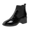 Women's  Autumn/Winter British Lacquer Leather Mid Heel Boots Round Toe High Heels Shiny Leather Women's Boots