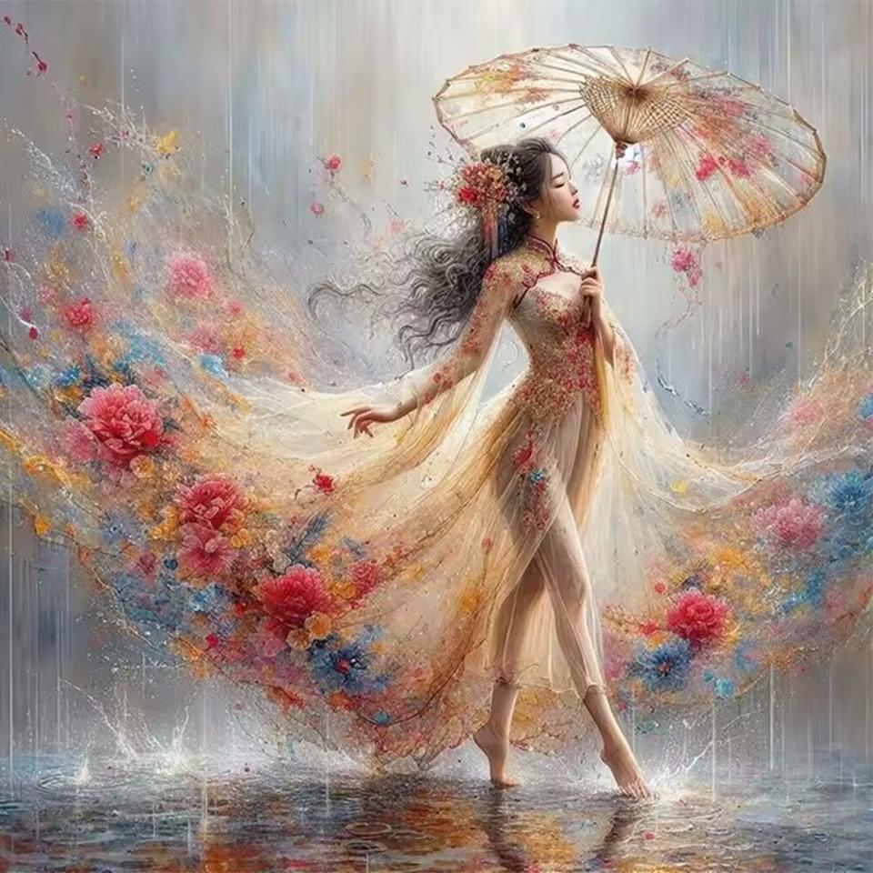 Картина со стразами Кристалл Декор Алмазная картина Женский зонтик 5D Вышивка крестом Алмазная вышивка Алмазная картина