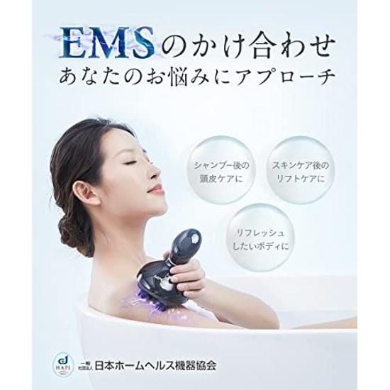 NIPLUX EMS HEAD SPA Электрическая щетка для кожи головы Nisso Plus IPX7 Водонепроницаемая 3D-вибрация Красный светодиод Для влажного и сухого использования Таймер на 10 минут Беспроводное бьюти-устройство Лицо Черный