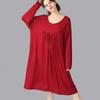 Plus Size Cotton Long Sleeve Pajamas Women Oversized Shirtdress Sleepwear Nightgowns Midi Length Nightdresses for Ladies