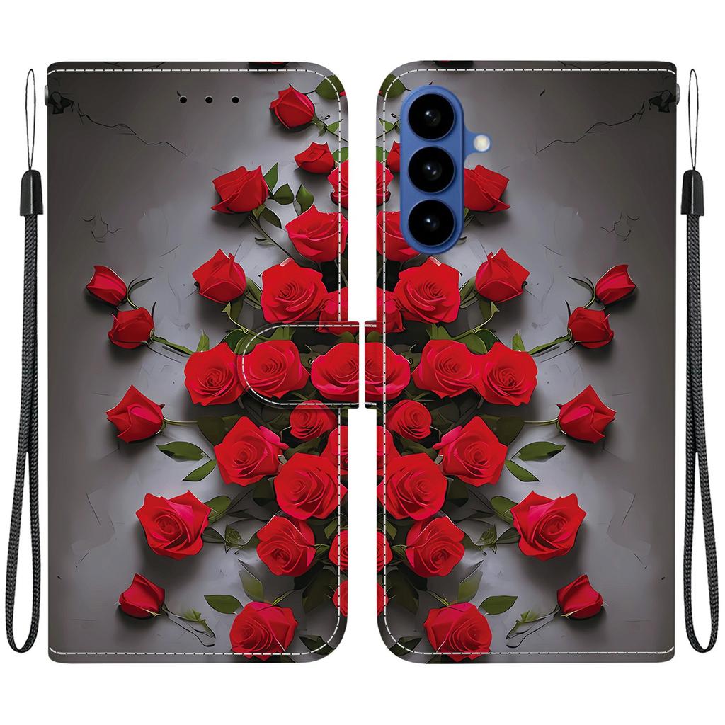 For Samsung Galaxy A57 5G Leather Case Stand Wallet Pattern Printing Phone Cover with Wrist Strap