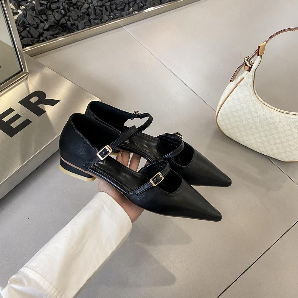 Модные женские туфли-лоферы с острым носком на плоской подошве, черные, серебристые, осенние туфли на плоской подошве с пряжкой на ремне, модные туфли на плоской подошве, женские размеры 35-39
