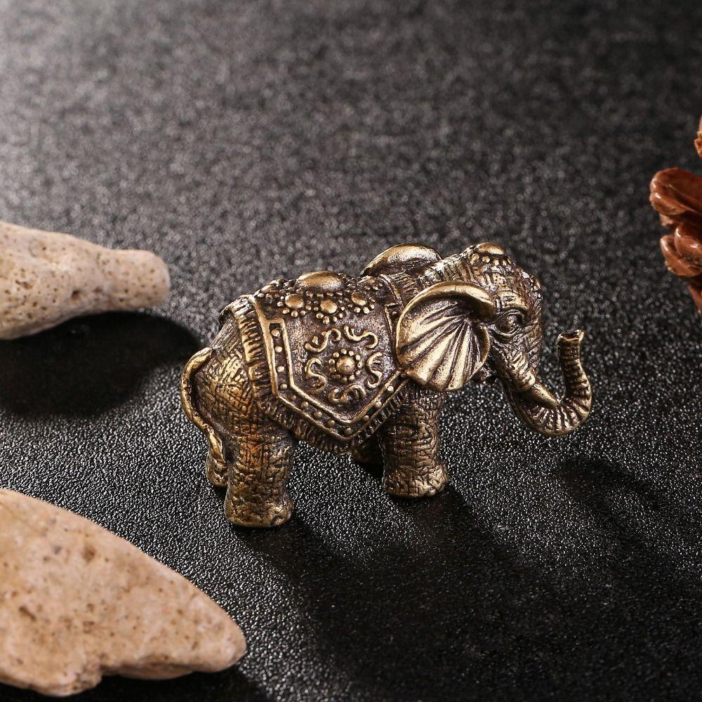 Elephant Brass Elephant Miniatures Brass Lucky Elephant Statue Portable   Desktop