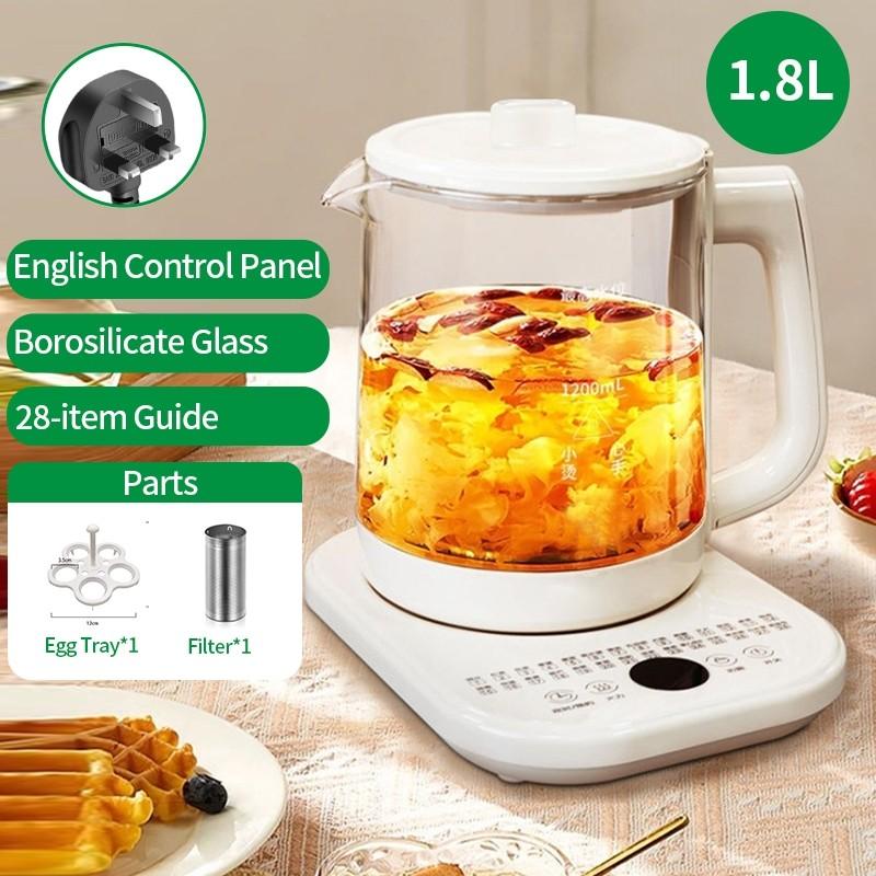 1,8 л Большая емкость Умный чайник для здоровья Бытовой Сохранение тепла Электрический стеклянный чайник Многофункциональный чайник