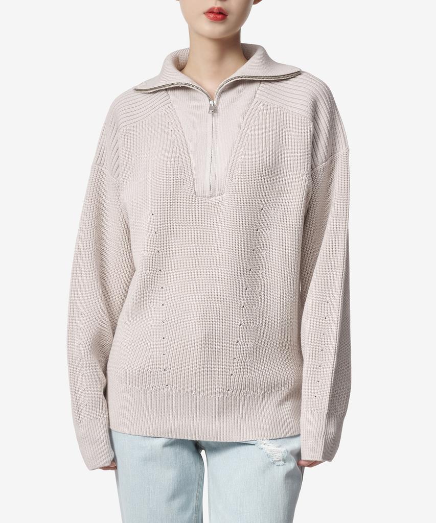 Вязаный джемпер Ijabelmalang Benny с молнией до середины - Экрю / Pu0080Faa3L80E23Ec