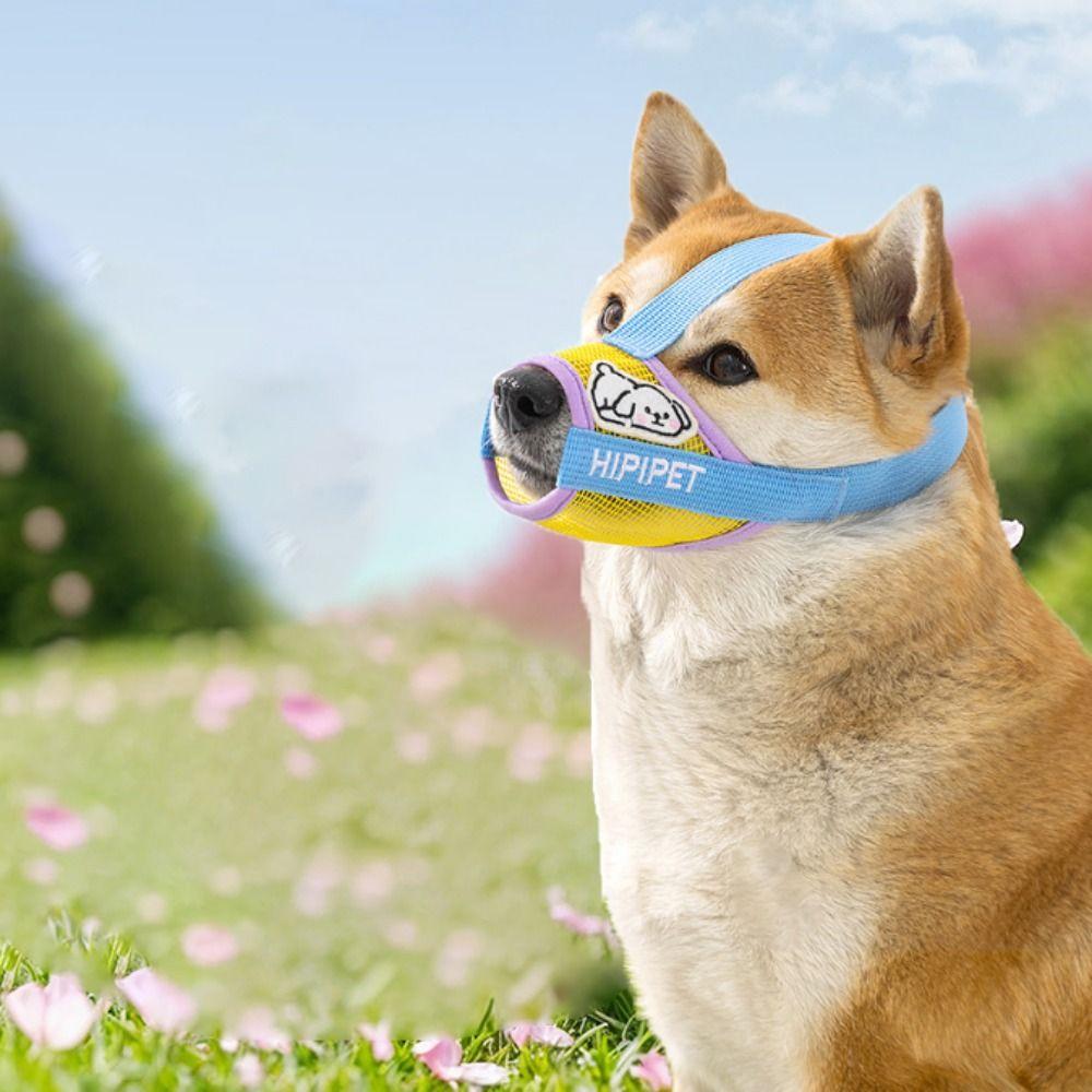 Anti-biting Dog Mesh Breathable Muzzle Cartoon Loop Dog Mouth Feeding Water Supplies