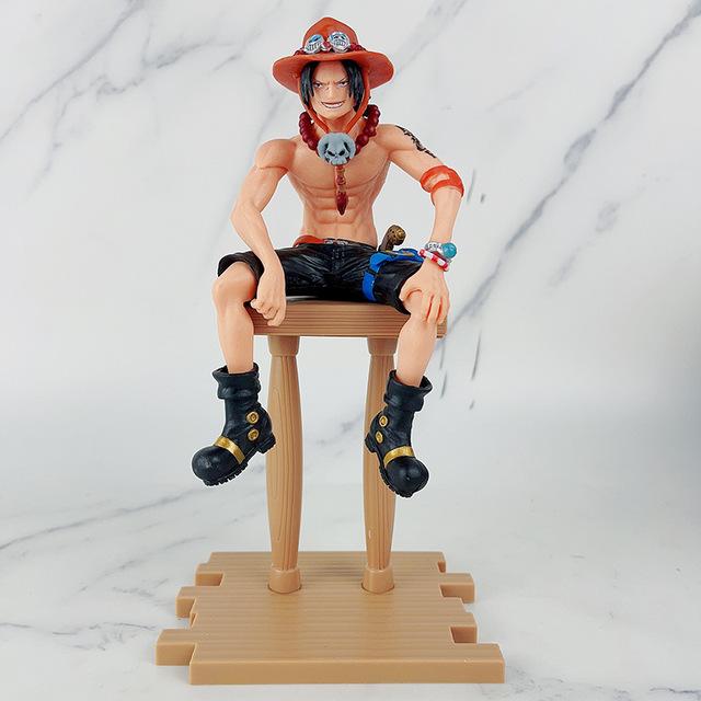 Anime One Piece Luffy Ace Nami Hancock Figure Bar Position Sitting Posture Action Figure PVC Model Doll Collection Toy Gift Kids