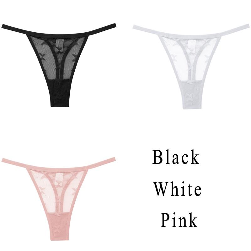 3 шт./компл., кружевные сексуальные трусики-стринги, женские стринги с низкой талией, женские трусы, сетчатый прозрачный комплект нижнего белья