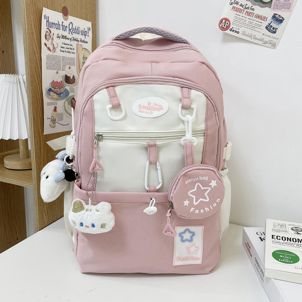 New Heat Transfer Korean Style Large Capacity Backpack for Middle High School College Students Trendy Versatile Travel Daypack
