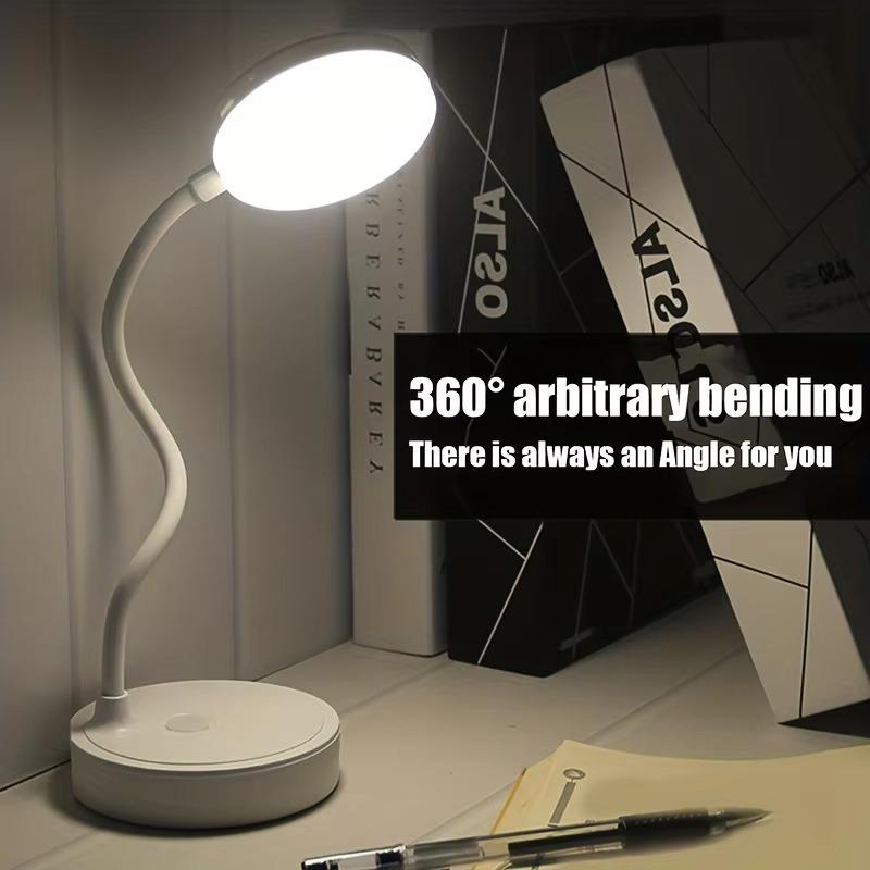 USB Rechargeable Clip‑on Table Lamp, LED Eye‑Caring Desk Lamp, Dimmable Reading Night Light for Study, Office & Bedside Work