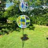 Reflective Ball Wind Spinner Colorful Windmill Sturdy Plastic Art Decor for Balcony Lawn Courtyard Outdoor Decoration