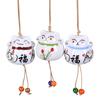 Lovely Cat Ceramic Wind Chimes Cozy Atmosphere Cat Shaped Pendant for Christmas Birthday Gifts