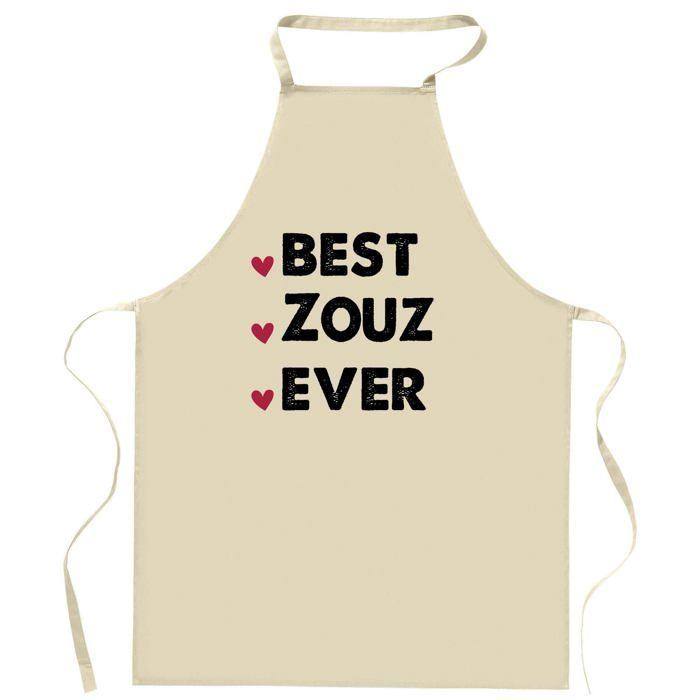 Tablier de cuisine - ZOUZ Best Ever - Coton résistant - Impression bretonne durable - Liens ajustables
