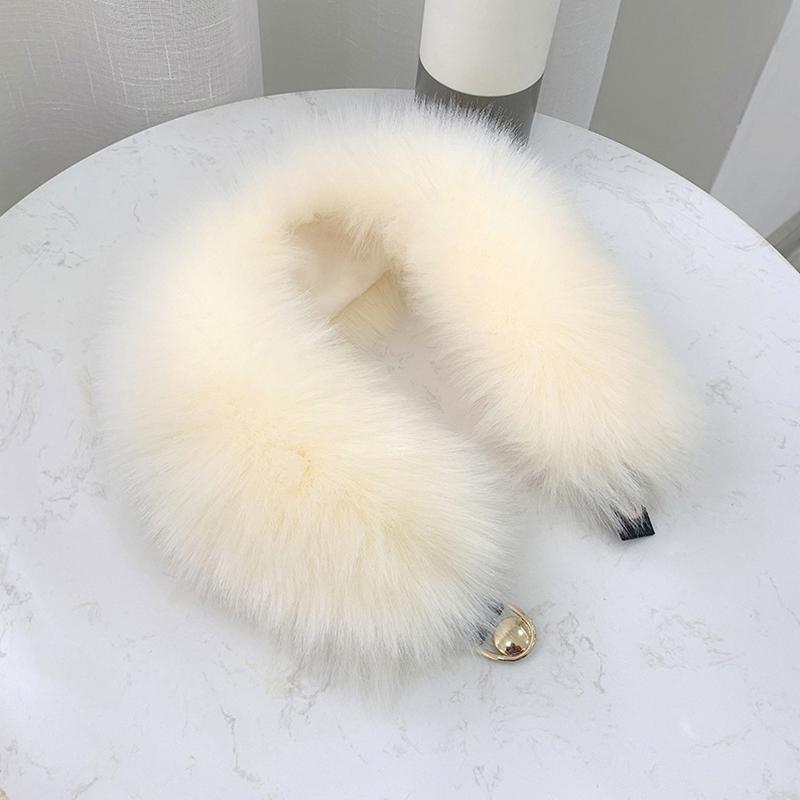 Зимний толстый теплый мех лисы, аксессуары для одежды, воротник из искусственного плюша с пуговицами, утолщенный теплый шарф из искусственного меха лисы с пуговицами, шарф из искусственного меха на голову