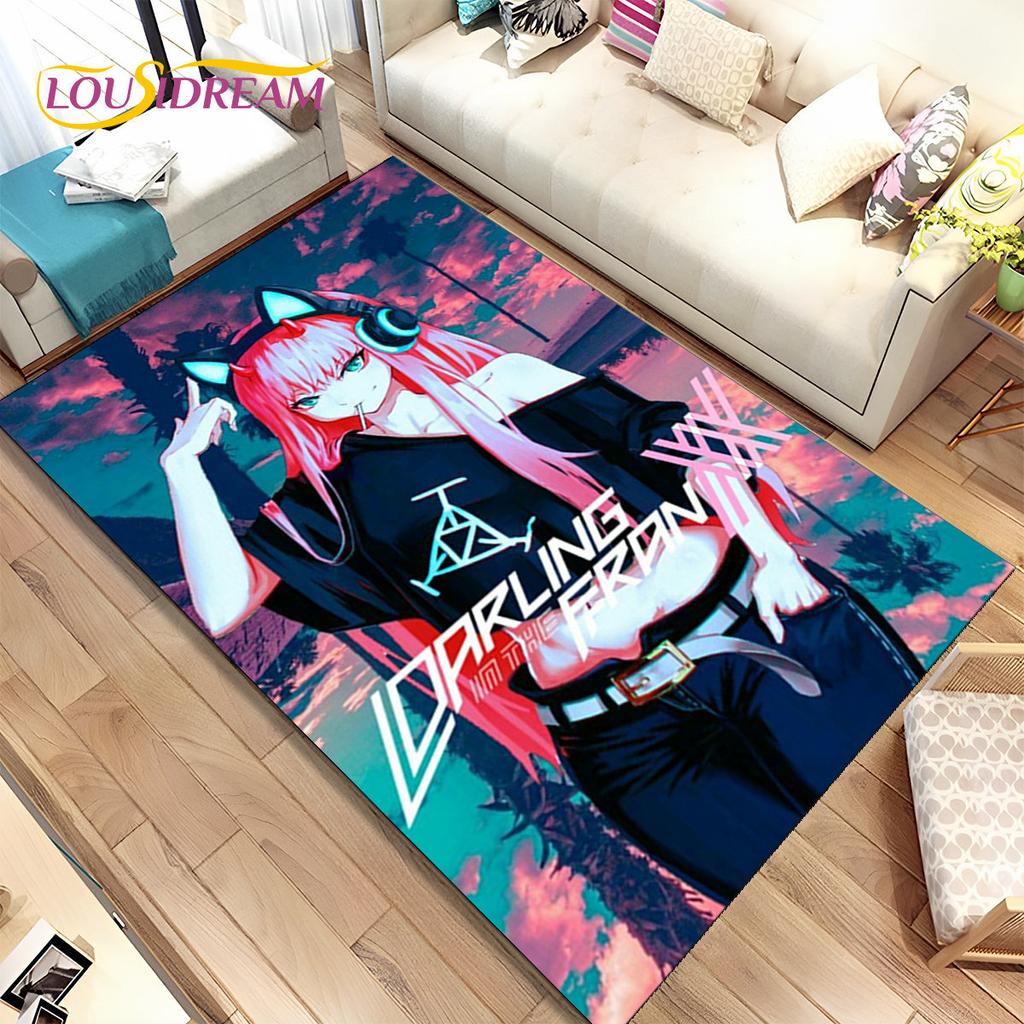 Аниме Zero Two DARLING In The FRANXX Коврик, Коврик для гостиной, спальни, дивана, коврик для двери, детский нескользящий напольный коврик