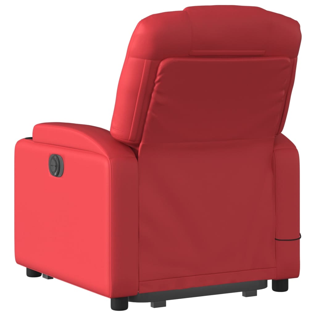 Massage Recliner with Rising Assistance Red Artificial Leather