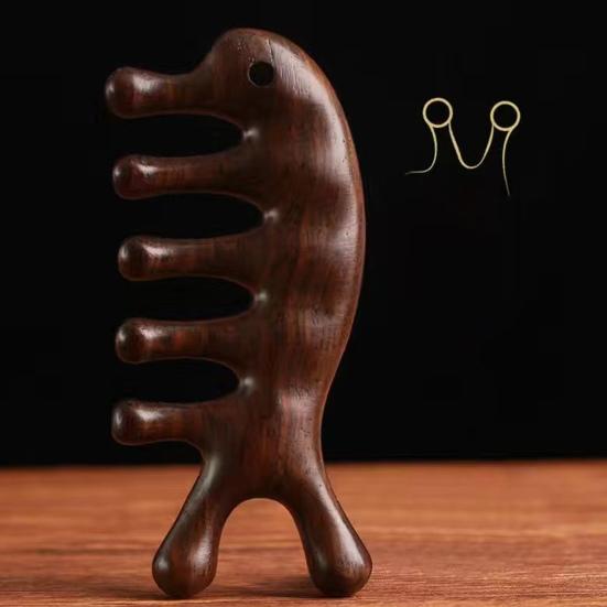 Деревянная расческа для массажа кожи головы с широкими зубцами, натуральный сандал, снятие стресса, подарок для роста волос, вьющиеся волосы