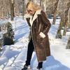 Women's Mid-Length Warm PU Leather Winter Coat