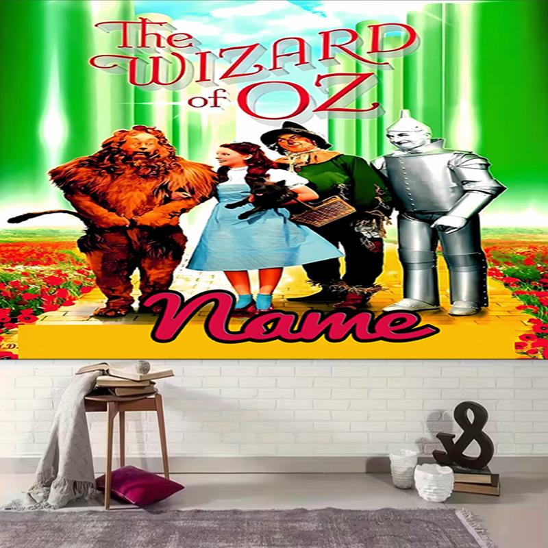 Personalized The Wizard of Oz Background Tapestry,Custom Name Birthday Party,Multifunctional Wall Decoration for Home Decor,Various Occasions