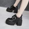Platform Loafers Women's 2025 Spring Versatile Thick-heeled Small Leather Shoes British Style Inner Height Increase Small High-heeled Women's Shoes