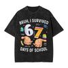 Streetwear Washed TShirt Bruh I Survived 67  33 Days of School 100th Day of School  Simple TShirts Tee Shirt Couple Summer