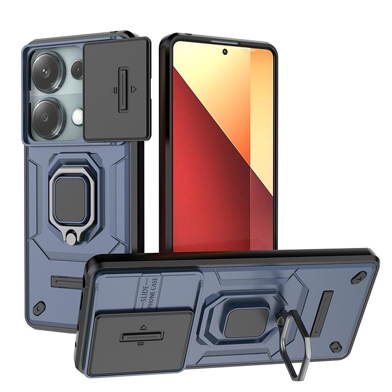 For Poco M6 Pro 4G Case Magnet Holder Ring Armor Back Cover Poko Poxo Little M 6 Pro M6Pro PocoM6Pro 4G Slide Lens Protect Funda