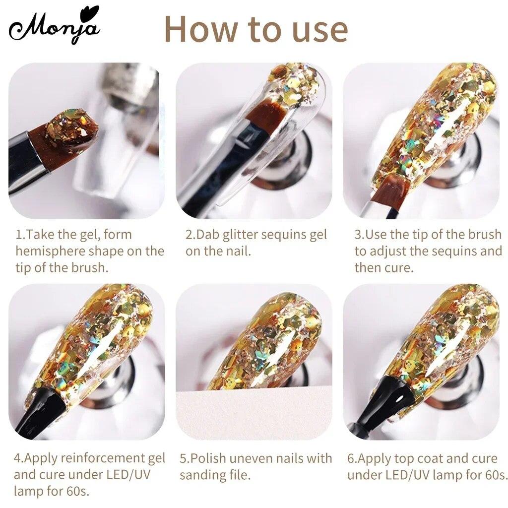 monja 5 мл/банка гель для ногтей Звездный УФ-лак сияющий блеск Светоотражающие блестки отмачиваемый лак для салона DIY Маникюр Рисунок Инструменты для дизайна