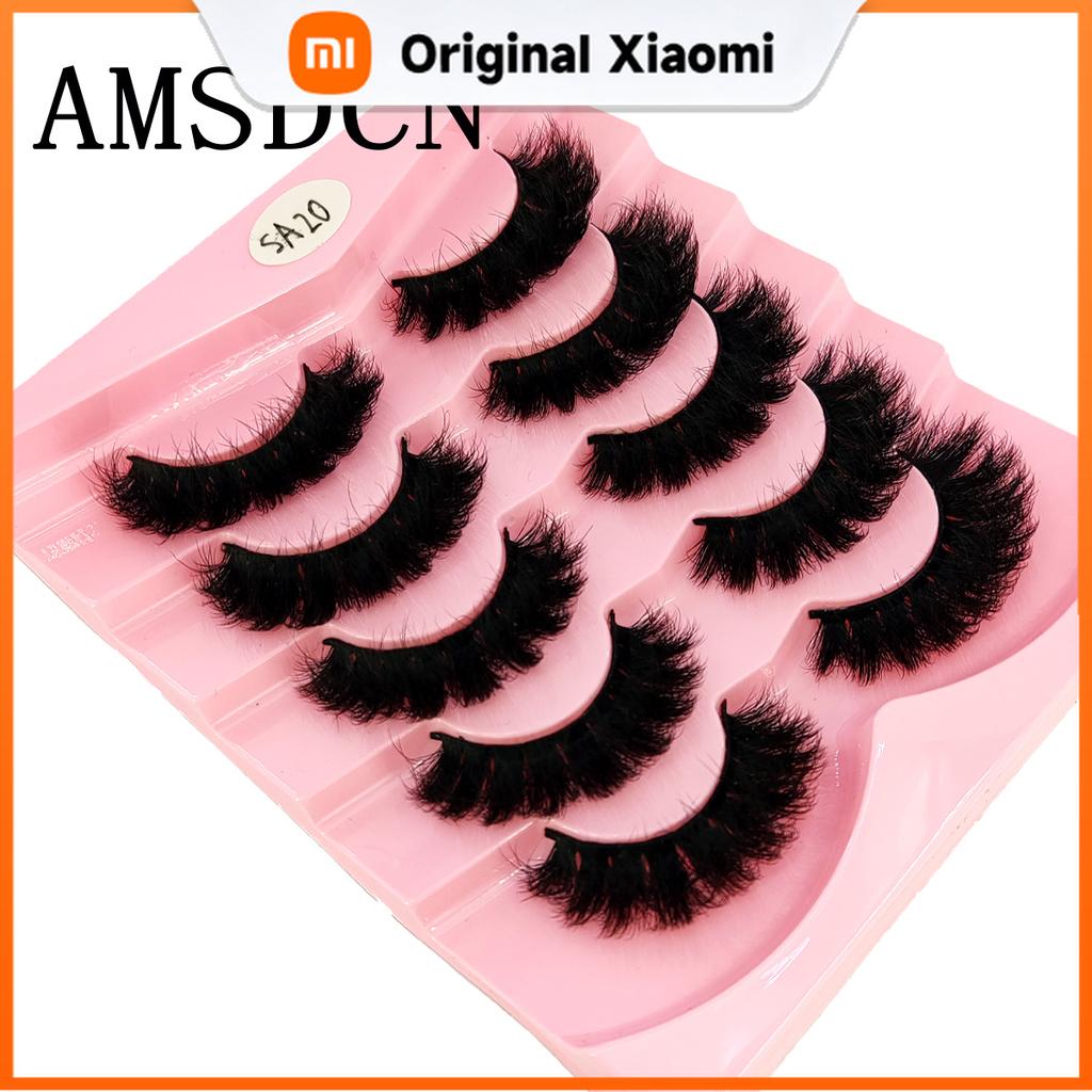 Xiaomi AMSDCN 5 paires 3D vison artificiel faux cils désordre épais cils maquillage faux cils Kit d'extension