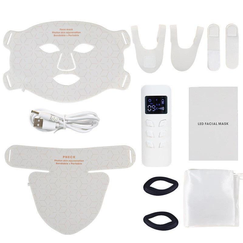 LED Color Light Beauty Mask Row Light 4-color Spectrometer Red and Blue Light Mask Instrument Photon Skin Rejuvenation Instrument Silicone Mask