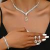 New Jewelry Metal Diamond Necklace Earrings Two-piece Wedding Bride Jewelry Set Combination