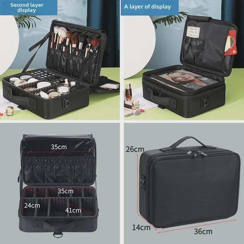 Вместительная многослойная косметичка-органайзер