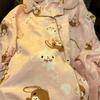 Summer princess style full print dessert rabbit pajamas women's summer short-sleeved shorts cardigan set casual and comfortable loungewear
